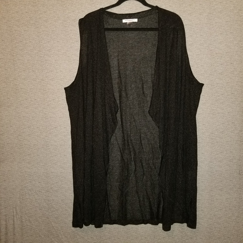 Allison‎ Daley Sleeveless Open Cardigan Sweater 3X Black Metallic Versatile